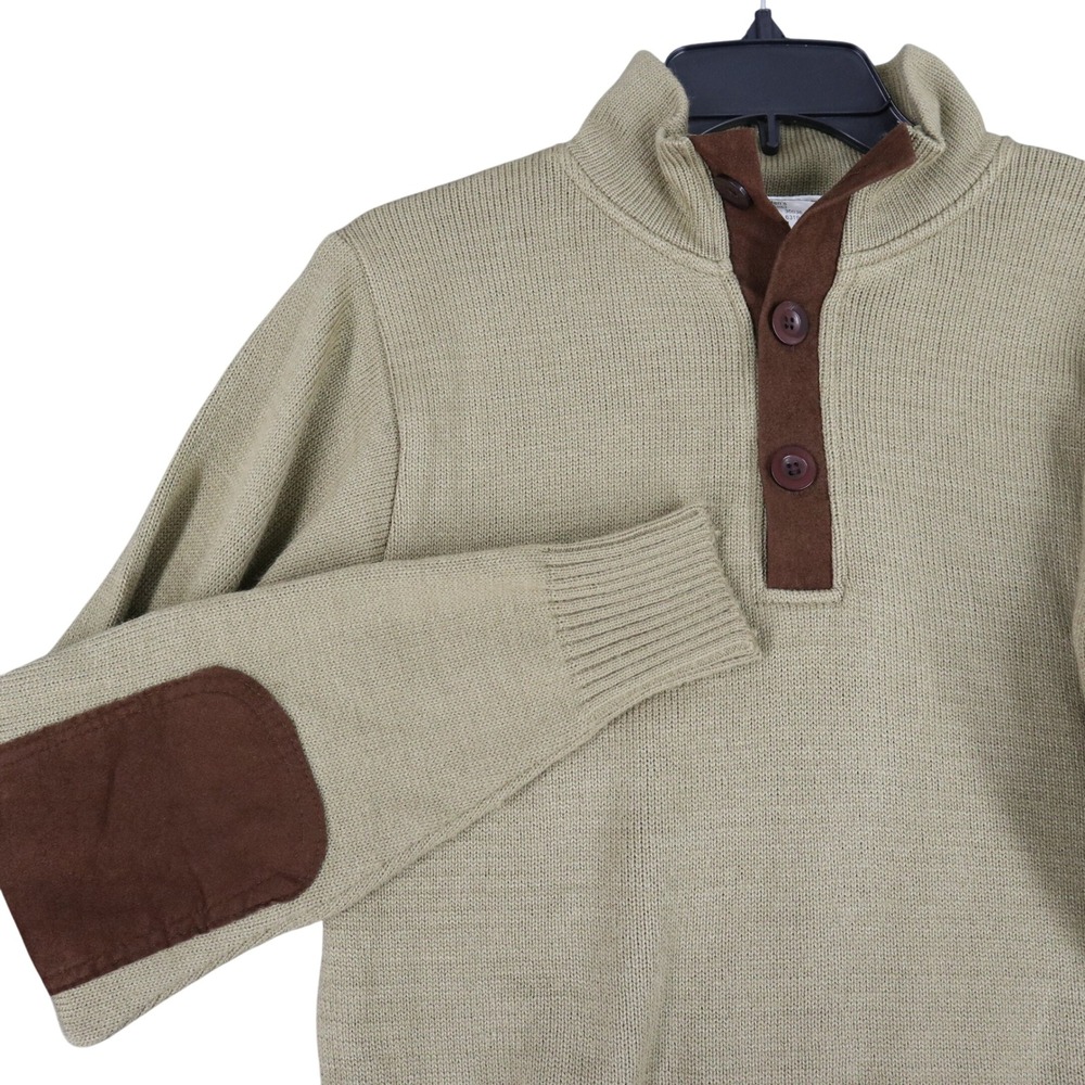 Military Commando Henley Sweater Mens M Olive Green Elbow Patch Tactical‎ Core